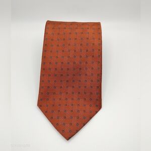Brooks Brothers Tie Necktie Rust Brown Blue Geometric Weave Men's Silk TAG